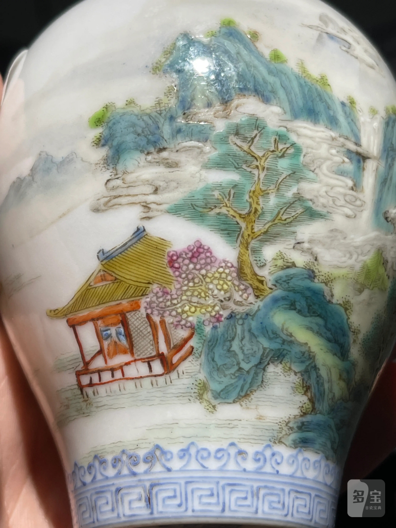 民国 粉彩山水纹梅瓶 - 图7